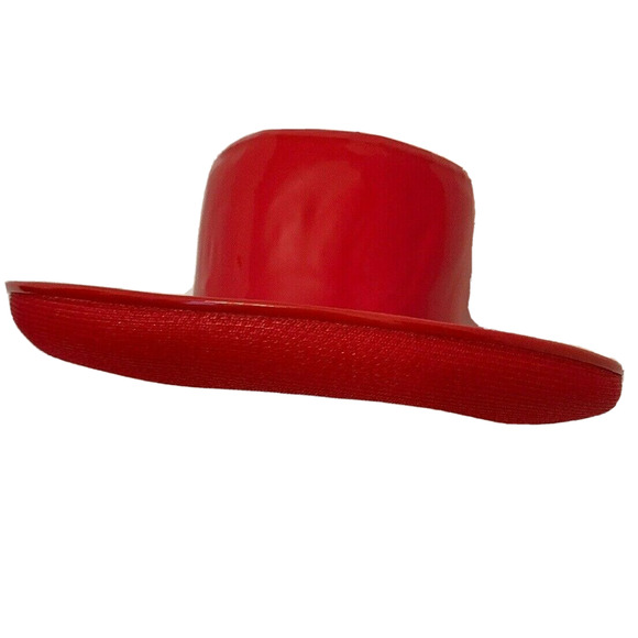 Small ( 6 3/4) Vintage Oleg Cassini Red Patent and Woven Hat Young America - Picture 1 of 6